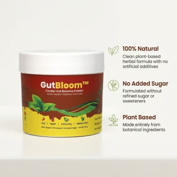 gutbloom with highlighted features 100% natural, no added sugar, plant-based gutbloom with highlighted features 100% natural, no added sugar, plant-based