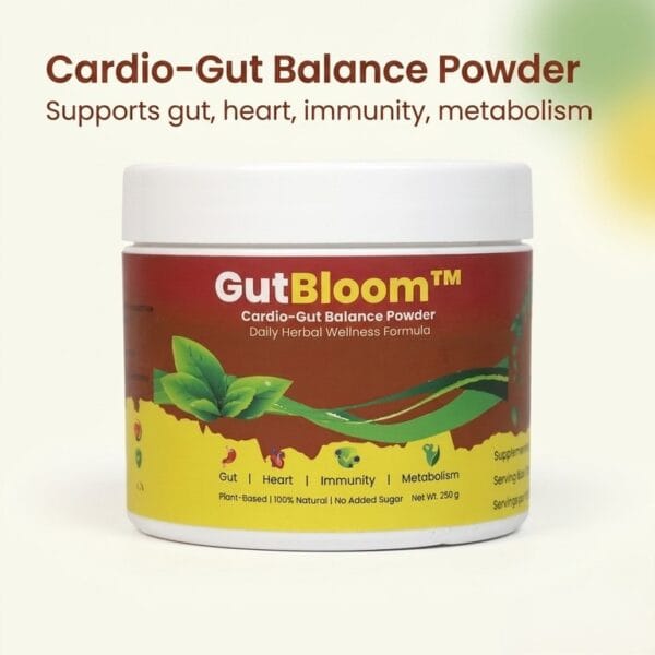 gutbloom with icons highlighting gut, heart, immunity, and metabolism support gutbloom with icons highlighting gut, heart, immunity, and metabolism support