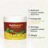 gutbloom with ingredient list highlighting beetroot, fenugreek, moringa, and ginger benefits GutBloom (For Gut Health)